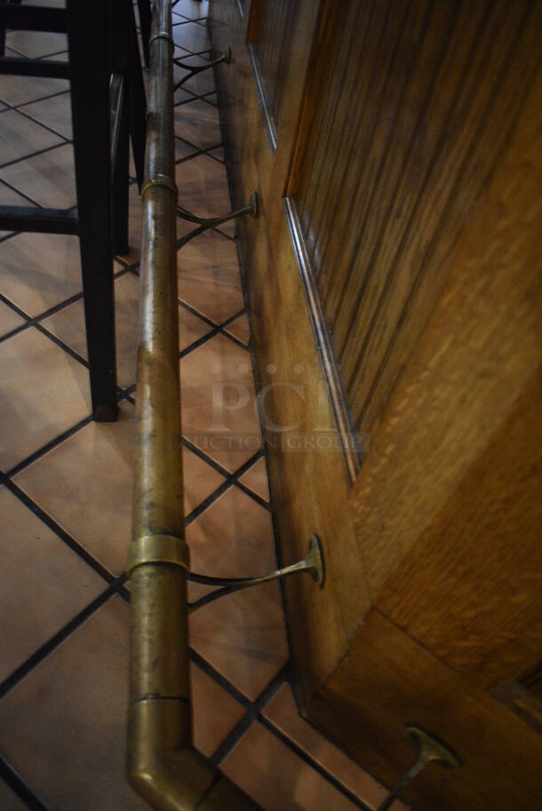 Brass Foot Rest Railing. BUYER MUST REMOVE. 57.5' Long - Image 2 of 4