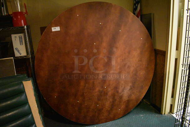 5 Wood Pattern Collapsible Round Tables. 72x72x30. 5 Times Your Bid! - Image 1 of 2