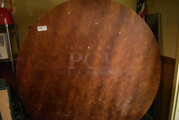 5 Wood Pattern Collapsible Round Tables. 72x72x30. 5 Times Your Bid! - Image 2 of 2