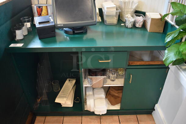 Green Counter w/ Drawer and Door. BUYER MUST REMOVE. 53x29x40