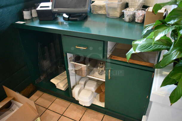 Green Counter w/ Drawer and Door. BUYER MUST REMOVE. 53x29x40 - Image 3 of 4