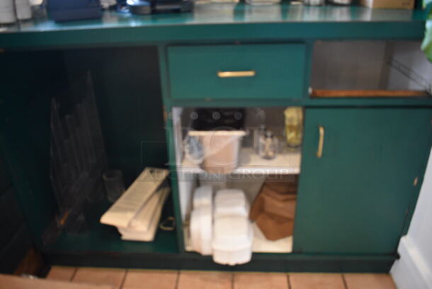 Green Counter w/ Drawer and Door. BUYER MUST REMOVE. 53x29x40 - Image 4 of 4