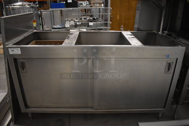 Stainless Steel Unit w/ 2 Sliding Doors and Dish Caddies. 60x27x35