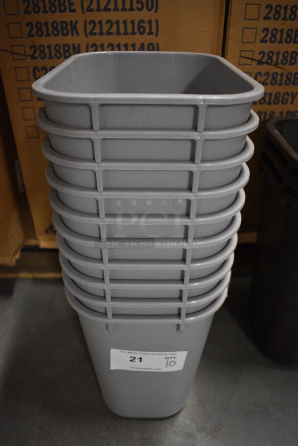 10 Gray Poly Trash Cans. 11.5x8x12. 10 Times Your Bid!