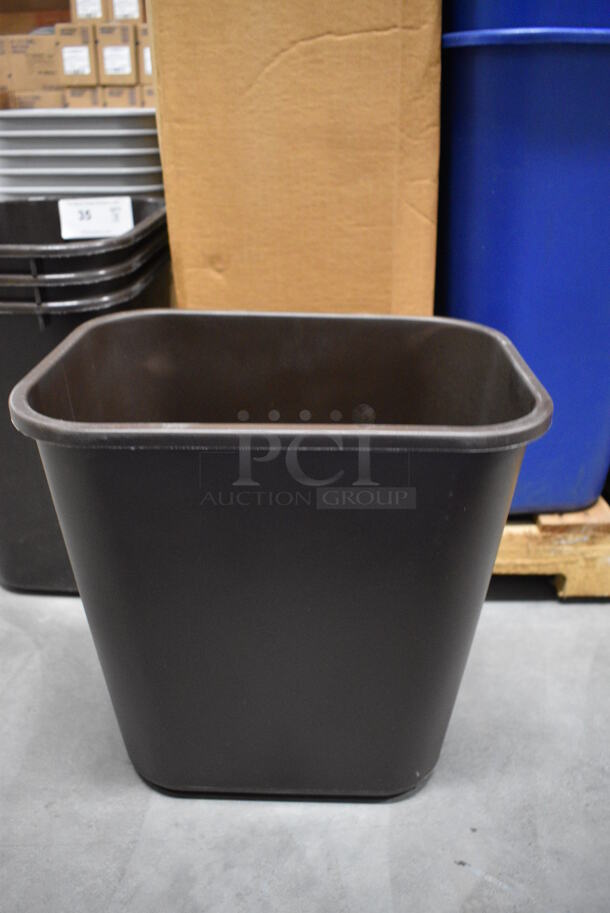 12 BRAND NEW IN BOX! Continental Brown Poly Trash Cans. 14.5x10x15. 12 Times Your Bid!