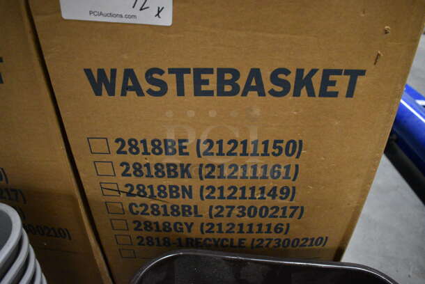 12 BRAND NEW IN BOX! Continental Brown Poly Trash Cans. 14.5x10x15. 12 Times Your Bid! - Image 4 of 4
