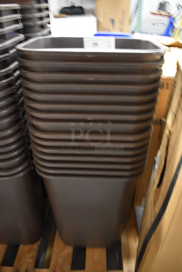 15 Brown Poly Trash Cans. 15x11x20. 15 Times Your Bid!