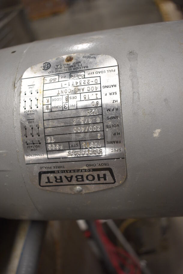 Hobart Model EL5-1224 Metal Commercial Floor Style Garbage Disposal. 200 Volts, 3 Phase. 40x32x59, 8x15x15 - Image 12 of 12