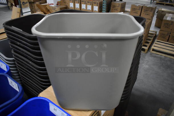11 BRAND NEW IN BOX! Rubbermaid Gray Poly Trash Cans. 14x10.5x15. 11 Times Your Bid!