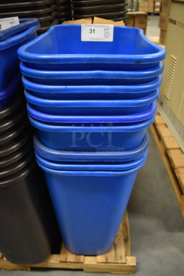 10 BRAND NEW IN BOX! Blue Poly Trash Cans. 15.5x11x20. 10 Times Your Bid!