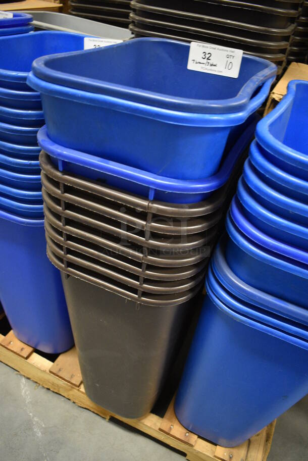 10 BRAND NEW IN BOX! Poly Trash Cans; 7 Brown and 3 Blue. 15.5x11x20. 10 Times Your Bid! - Image 3 of 3