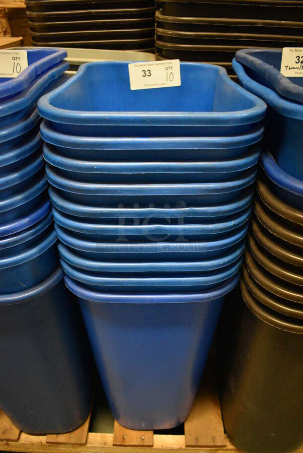 10 BRAND NEW IN BOX! Blue Poly Trash Cans. 15.5x11x20. 10 Times Your Bid!