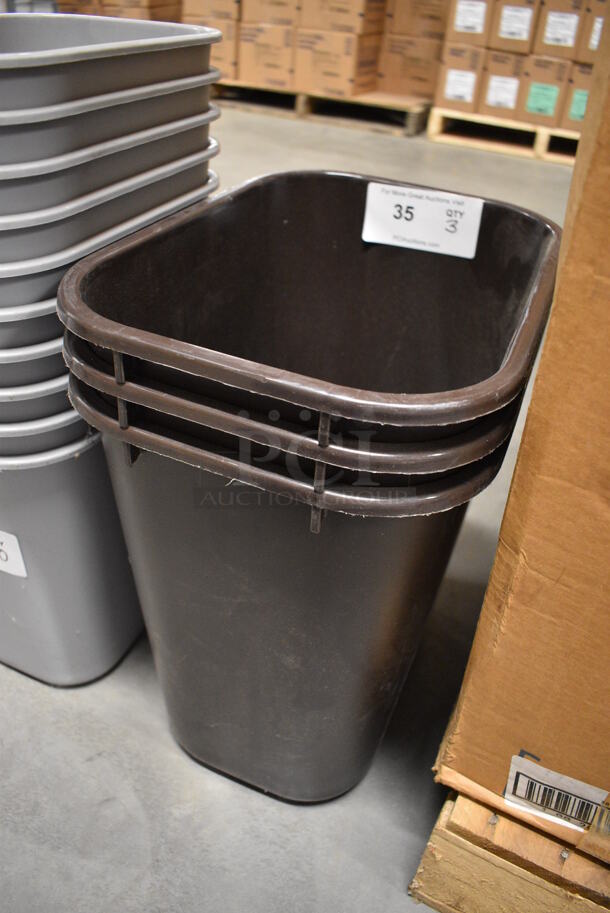 3 BRAND NEW IN BOX! Brown Poly Trash Cans. 14.5x10x15. 3 Times Your Bid! - Image 3 of 3