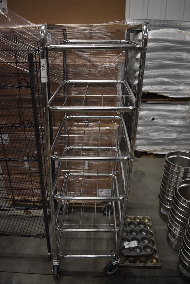 Metal Chrome Finish 6 Tier Rack on Commercial Casters. 18x26x65