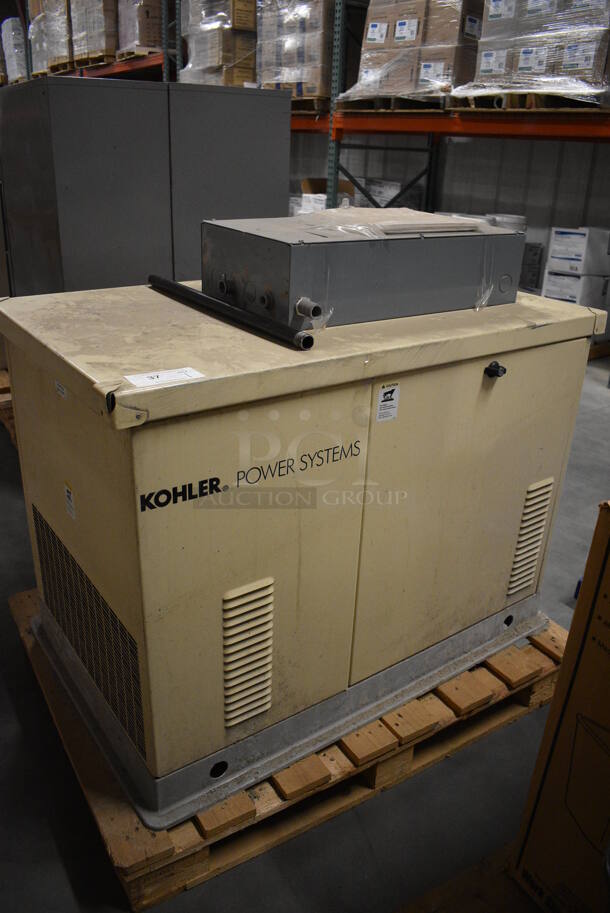 Kohler Power Systems Metal Commercial Gas Powered Generator w/ Control Box. 44x27x32, 13x6x24