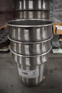3 Stainless Steel Cylindrical Drop In Bins. 7.5x7.5x8. 3 Times Your Bid!