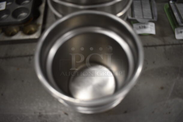 3 Stainless Steel Cylindrical Drop In Bins. 7.5x7.5x8. 3 Times Your Bid! - Image 2 of 3