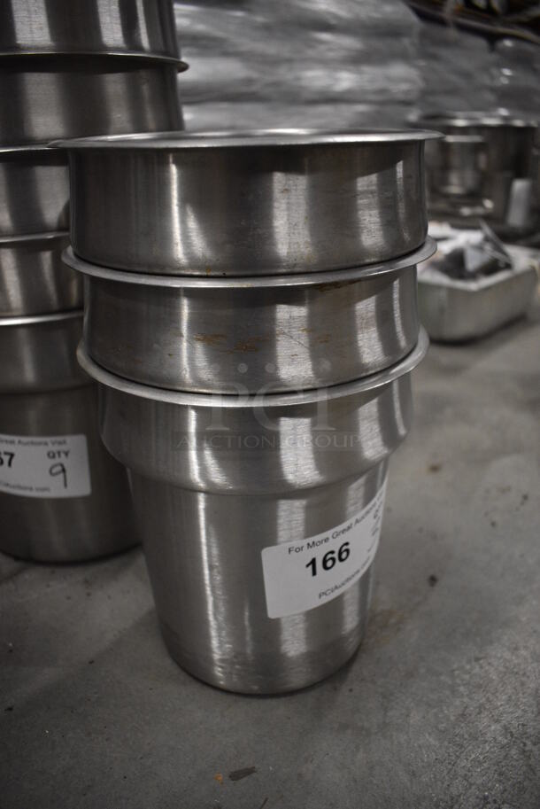 3 Stainless Steel Cylindrical Drop In Bins. 7.5x7.5x8. 3 Times Your Bid! - Image 3 of 3