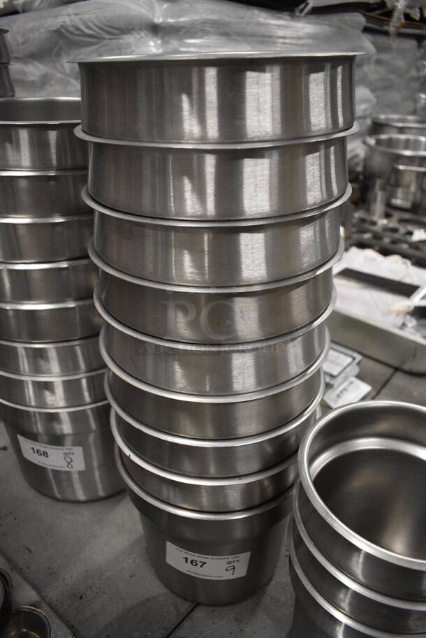 9 Stainless Steel Cylindrical Drop In Bins. 9.5x9.5x8. 9 Times Your Bid!