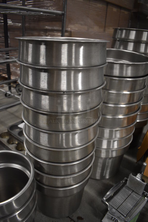 9 Stainless Steel Cylindrical Drop In Bins. 9.5x9.5x8. 9 Times Your Bid! - Image 3 of 3