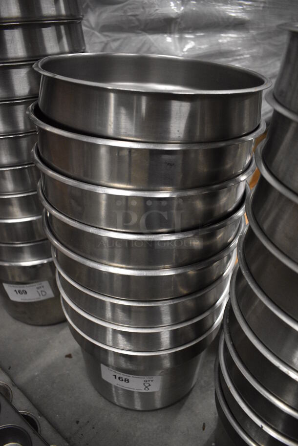 8 Stainless Steel Cylindrical Drop In Bins. 11x11x8. 8 Times Your Bid!