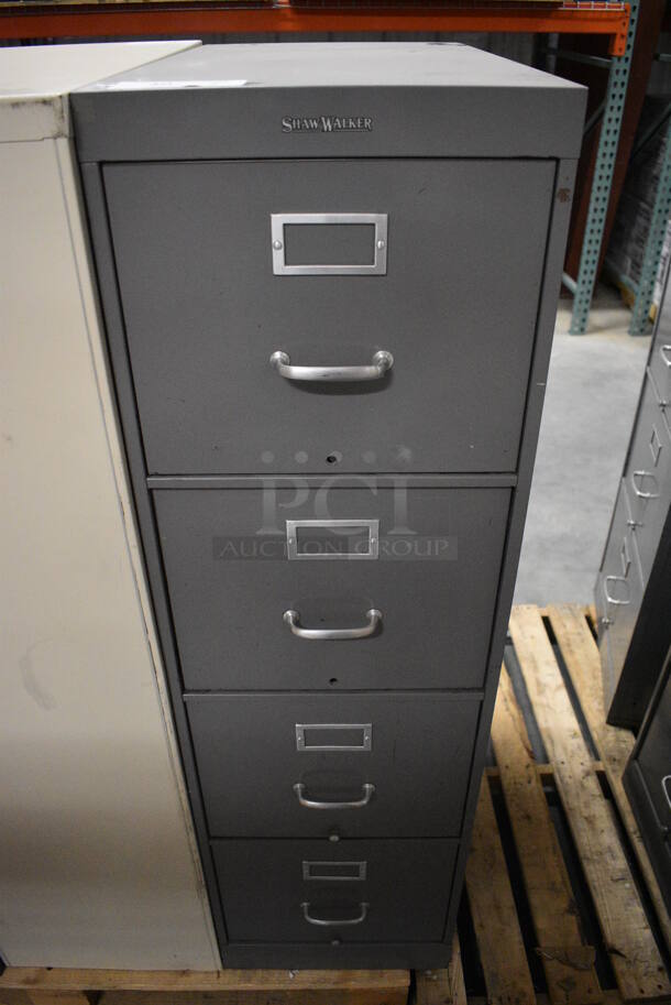 Shaw Walker Gray Metal 4 Drawer Filing Cabinet. 15x27x52 - Image 1 of 8
