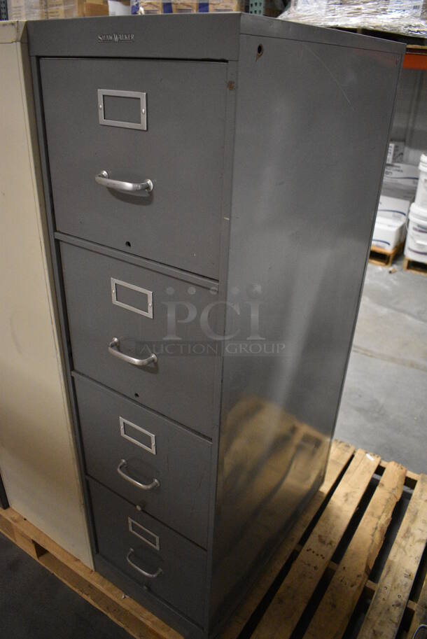 Shaw Walker Gray Metal 4 Drawer Filing Cabinet. 15x27x52 - Image 8 of 8