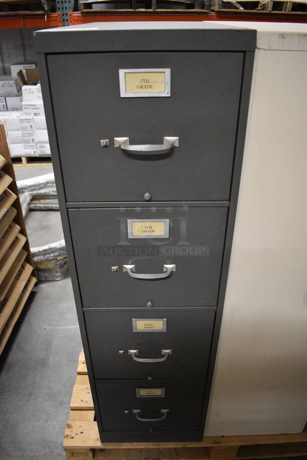 Shaw Walker Gray Metal 4 Drawer Filing Cabinet. 15x28.5x52