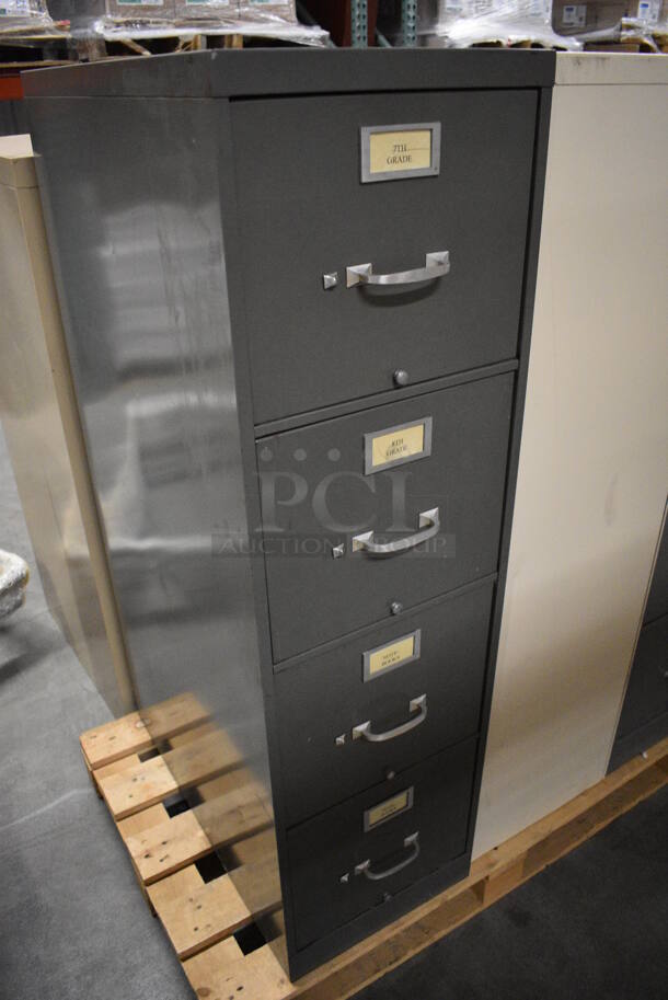 Shaw Walker Gray Metal 4 Drawer Filing Cabinet. 15x28.5x52 - Image 2 of 8