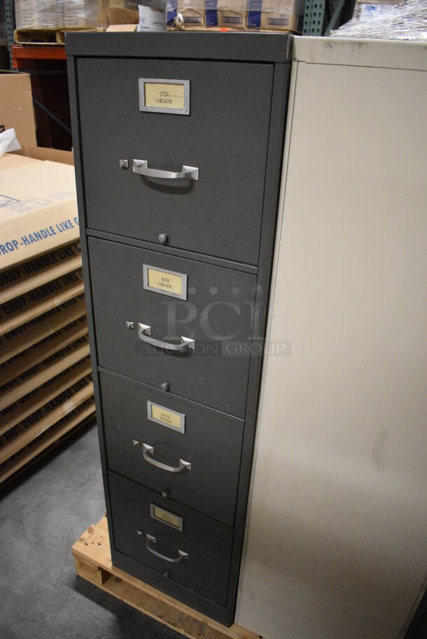 Shaw Walker Gray Metal 4 Drawer Filing Cabinet. 15x28.5x52 - Image 3 of 8
