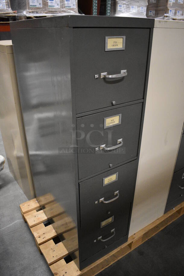 Shaw Walker Gray Metal 4 Drawer Filing Cabinet. 15x28.5x52 - Image 8 of 8