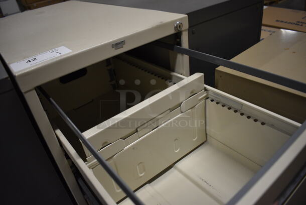 Allsteel Tan Metal 4 Drawer Filing Cabinet. 15x28.5x52 - Image 5 of 8