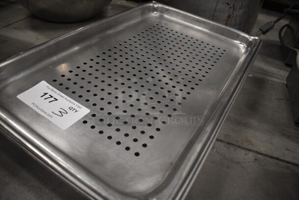 3 Stainless Steel Perforated Drop In Bins. 1/1x1, 1/1x2. 3 Times Your Bid! - Image 2 of 3