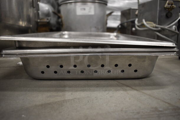 3 Stainless Steel Perforated Drop In Bins. 1/1x1, 1/1x2. 3 Times Your Bid! - Image 3 of 3