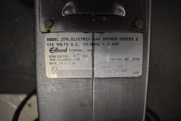Edlund Model 270 Metal Commercial Electric Powered Can Opener. For Parts. 115 Volts, 1 Phase. 8x14x9.5 - Image 4 of 5