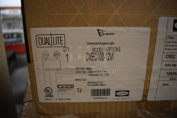 BRAND NEW IN BOX! DualLite Model CVEC100-12VI Commercial Emergency Light and Hubbell Battery. 12.5x8.5x6, 6.5x7x5 - Image 6 of 7