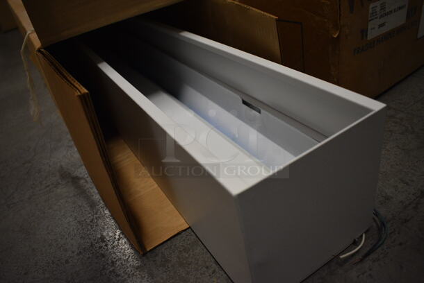 BRAND NEW IN BOX! PMC Lighting White Metal Light. 49x6x6 - Image 2 of 9