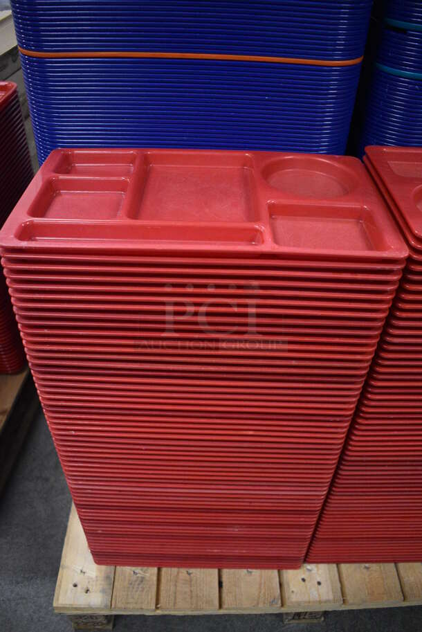 ALL ONE MONEY! Lot of 60 SiLite Red Poly 6 Compartment Food Trays! 15x9x1