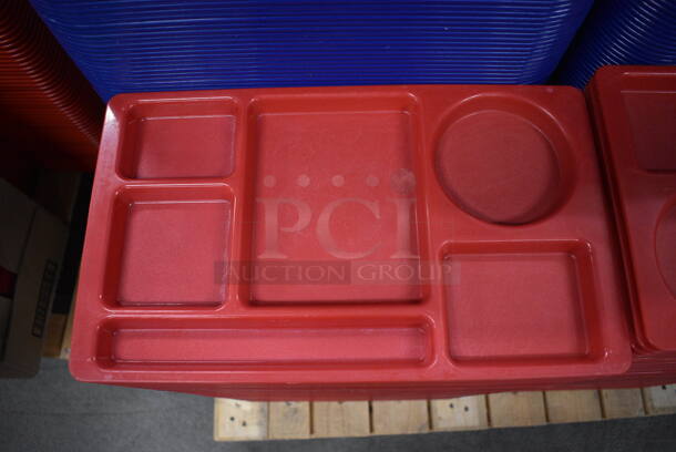 ALL ONE MONEY! Lot of 60 SiLite Red Poly 6 Compartment Food Trays! 15x9x1 - Image 2 of 4