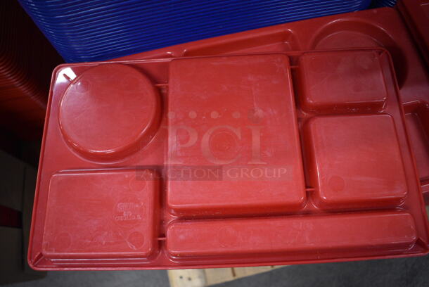 ALL ONE MONEY! Lot of 60 SiLite Red Poly 6 Compartment Food Trays! 15x9x1 - Image 3 of 4