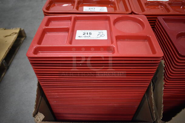 ALL ONE MONEY! Lot of 60 SiLite Red Poly 6 Compartment Food Trays! 15x9x1 - Image 1 of 4