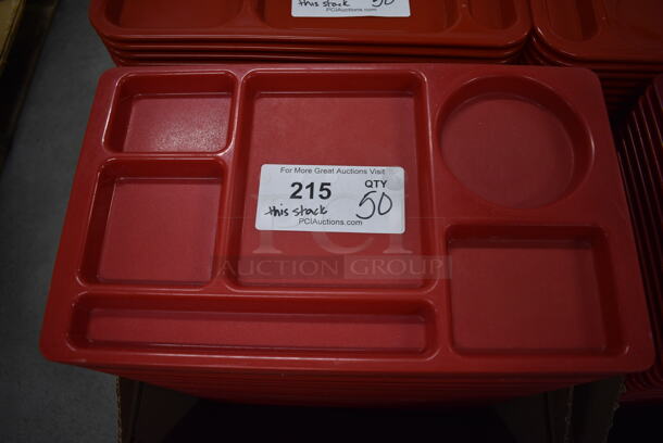 ALL ONE MONEY! Lot of 60 SiLite Red Poly 6 Compartment Food Trays! 15x9x1 - Image 2 of 4
