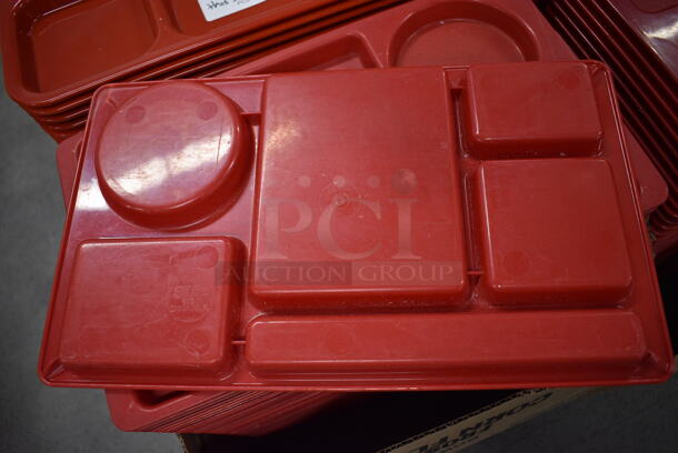 ALL ONE MONEY! Lot of 60 SiLite Red Poly 6 Compartment Food Trays! 15x9x1 - Image 3 of 4