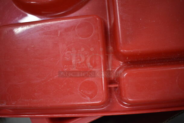 ALL ONE MONEY! Lot of 60 SiLite Red Poly 6 Compartment Food Trays! 15x9x1 - Image 4 of 4