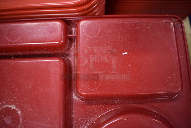 ALL ONE MONEY! Lot of 60 SiLite Red Poly 6 Compartment Food Trays! 15x9x1 - Image 3 of 4