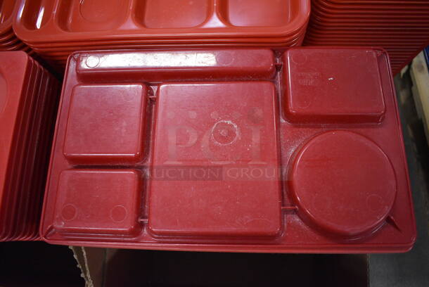 ALL ONE MONEY! Lot of 60 SiLite Red Poly 6 Compartment Food Trays! 15x9x1 - Image 4 of 4