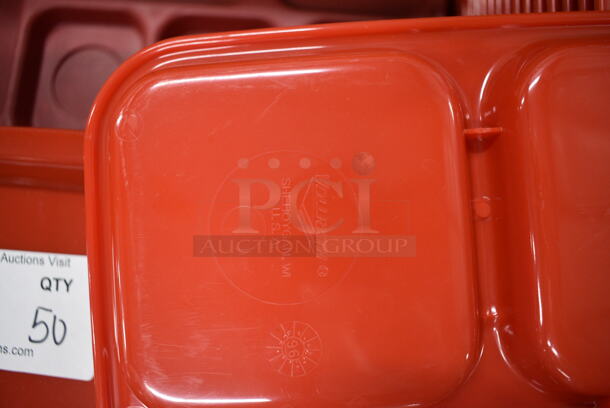 ALL ONE MONEY! Lot of 50 Vollrath Red Poly 6 Compartment Food Trays! 14.5x10x1 - Image 4 of 4