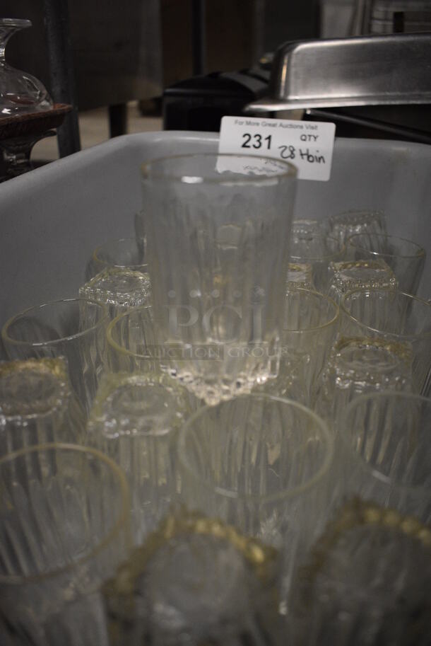 28 Beverage Glasses in Gray Bin. 2x2x3.5. 28 Times Your Bid! - Image 2 of 4