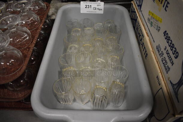 28 Beverage Glasses in Gray Bin. 2x2x3.5. 28 Times Your Bid! - Image 3 of 4