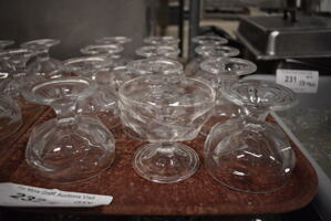 36 Sundae Glasses on 3 Brown Trays. 3.5x3.5x3. 36 Times Your Bid!